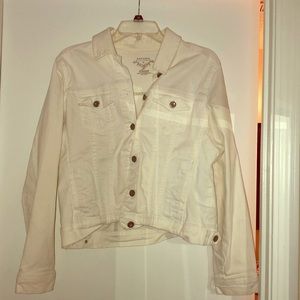 Cropped White Denim Jacket
